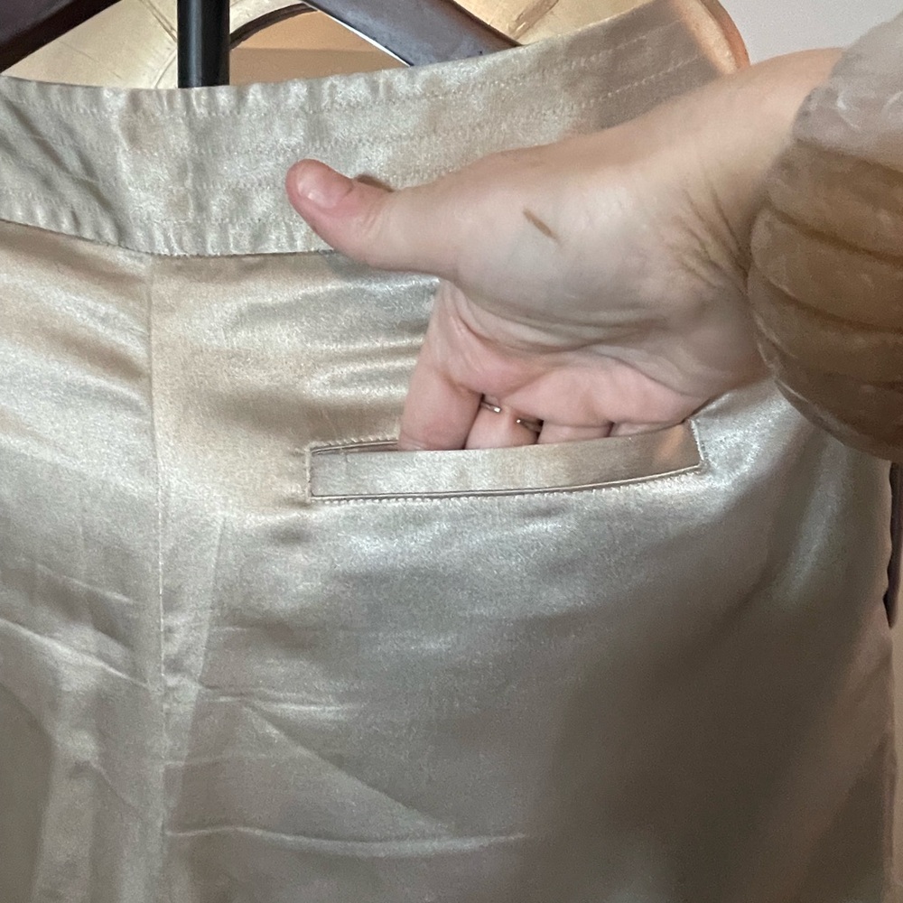 Anthropologie Maeve Satin Joggers w/ Belt Champagne Quiet Luxury Sophisticated - Picture 11 of 16